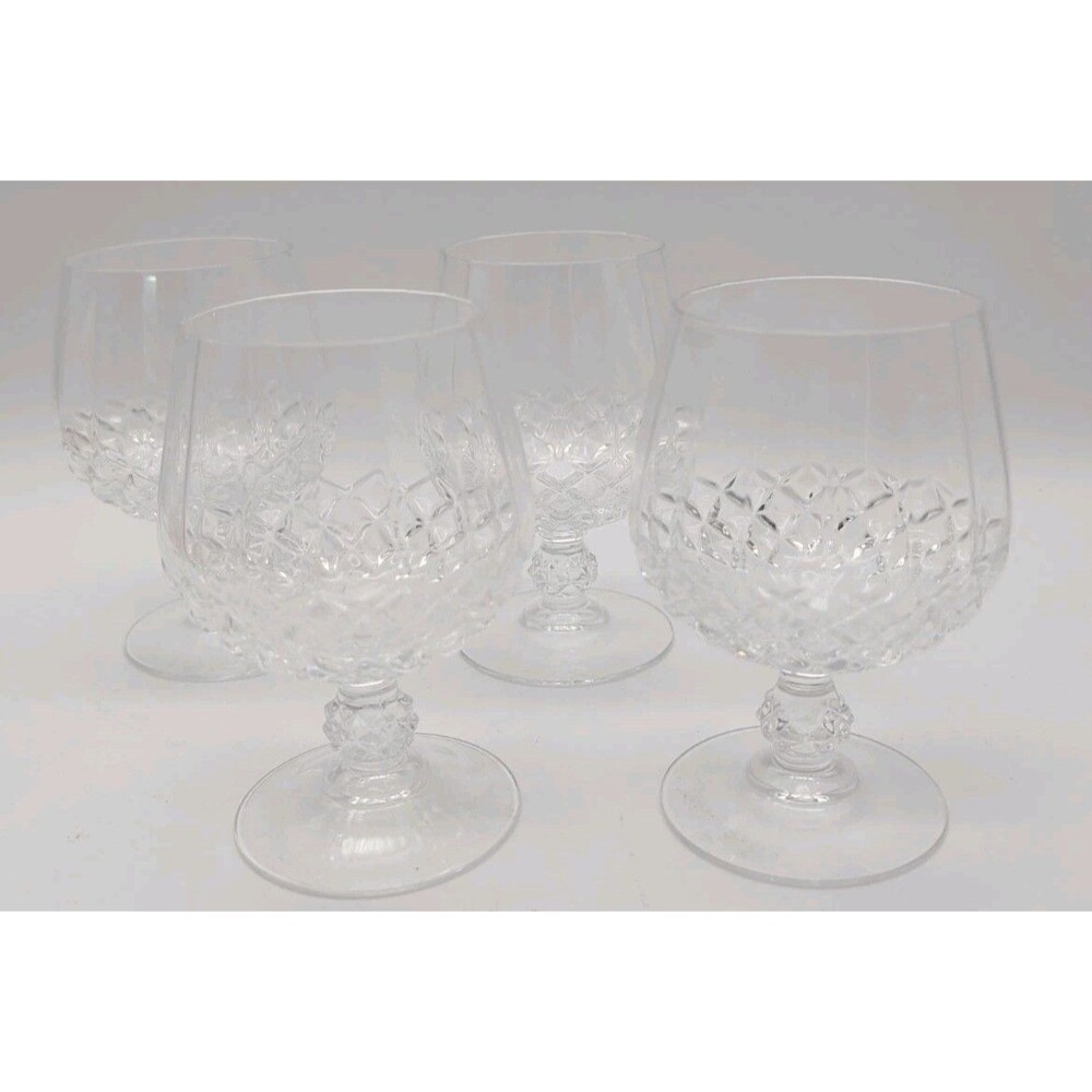 VTG (4) Cristal D'Arques LONGCHAMP Lead Crystal Brandy Snifters  Cognac Glasses